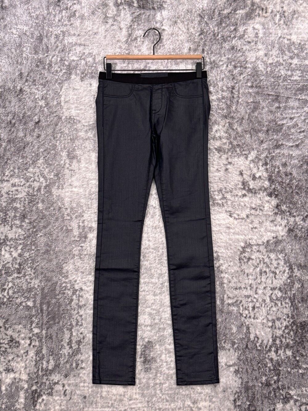 New Helmut Lang Jeans 25 Womens Coated Black Low Rise Skinny Jegging